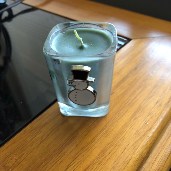 New-Small Glass Candle-Metal Snowman Decal-No Disc - Picture 3 of 5